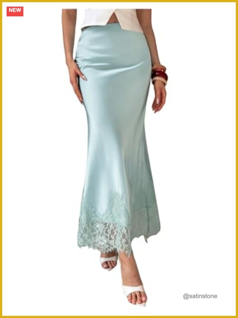 Women's Lace Satin Fishtail Pencil Skirt Party Cocktail Long